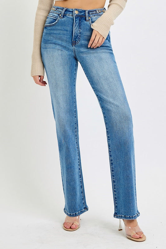 Straight Leg Risen Jeans