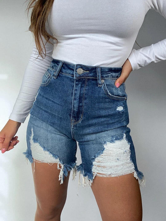 High Rise distressed shorts
